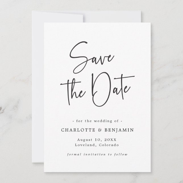 Skript Einfache Save-the-Date-Karte Save The Date (Vorderseite)