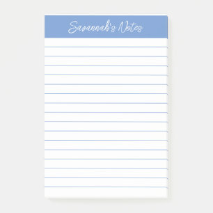 Skript Elegant Hellblau Liniert Personalisiert Post-it Klebezettel
