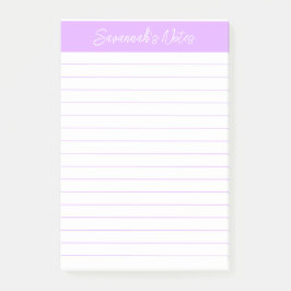 Skript Elegant Helllila Lined Personalisiert Post-it Klebezettel