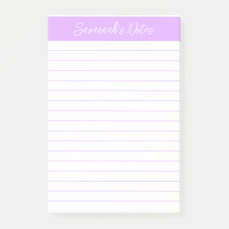 Skript Elegant Helllila Lined Personalisiert Post-it Klebezettel