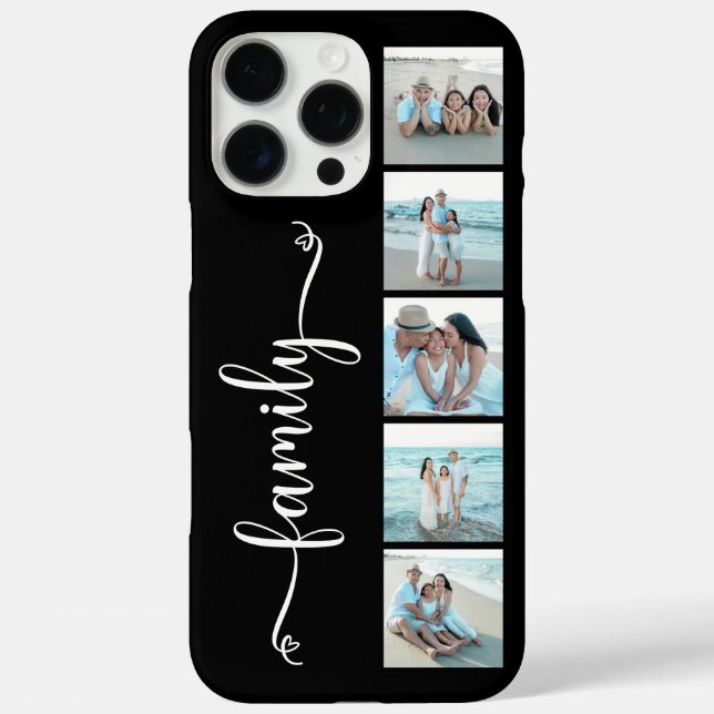 Skript Familienfoto Schwarz iPhone 16 Pro Max Hülle (Rückseite)