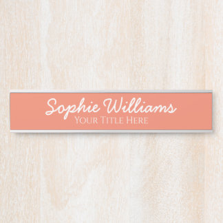 Skript Fett Weiße Schriftart Name Titel Lachs Pink Türschild