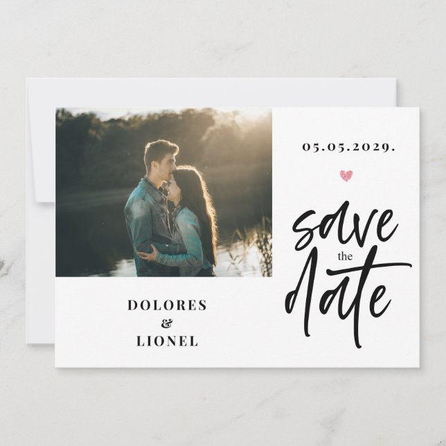Skript-Foto Minimalistisch Save the Date Einladung (Vorderseite)
