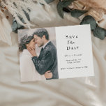 Skript-Foto Save the Date QR-Code Ankündigungspostkarte<br><div class="desc">Skript Zwei Foto Save the Date - mit zwei Ihrer Lieblings-Fotos mit hübsch zarter Schrift Typografie. Ideal für eine minimalistische oder rustikale Hochzeit. QR-Code auf der Rückseite des Save the Date für Ihre Hochzeitswebsite.</div>