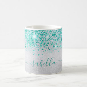 Skript für aquamarine Glitzer-Glitzern Kaffeetasse