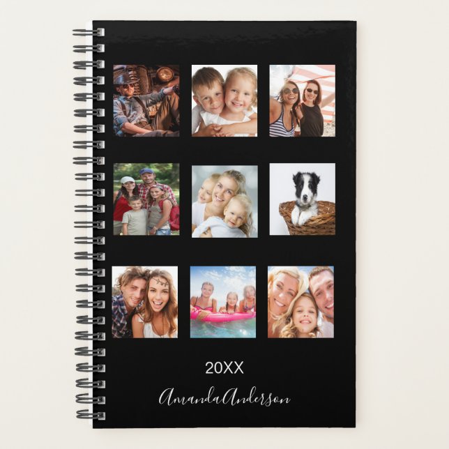 Skript für benutzerdefinierte schwarze Foto-Famili Planer (Vorderseite)