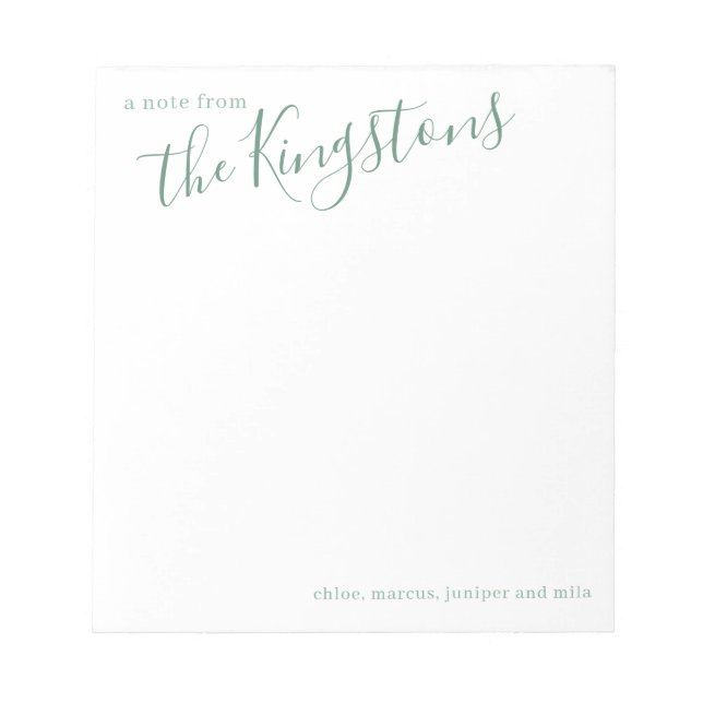 Skript für Junior-Familiennamen Notizblock (Vorderseite)