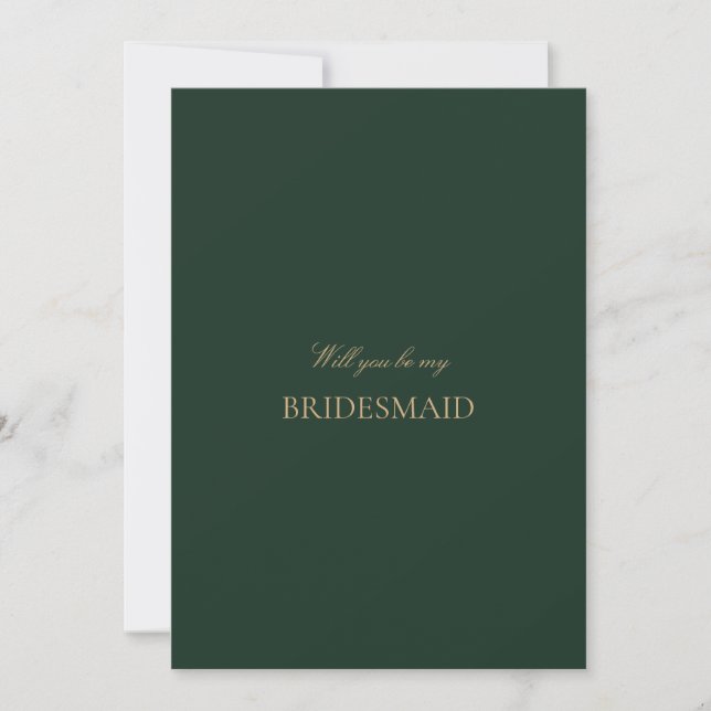 Skript Gold Forest Green Bridesmaid Vorschlagskart Save The Date (Vorderseite)