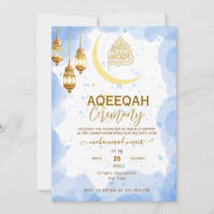 Skript goldener Halbmond Baby Boy Aqiqah Einladung