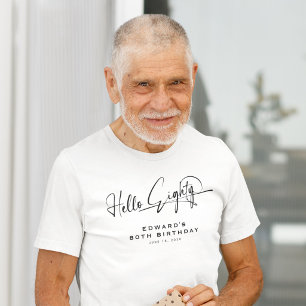 Skript Hallo Achtzig Minimalistischer 80. Geburtst T-Shirt