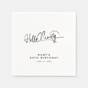 Skript Hallo Neunzig Minimalistisch 90. Geburtstag Serviette