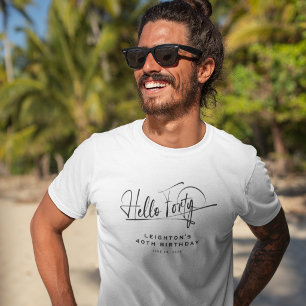 Skript Hallo Vierzig Minimalistisches 40. Geburtst T-Shirt