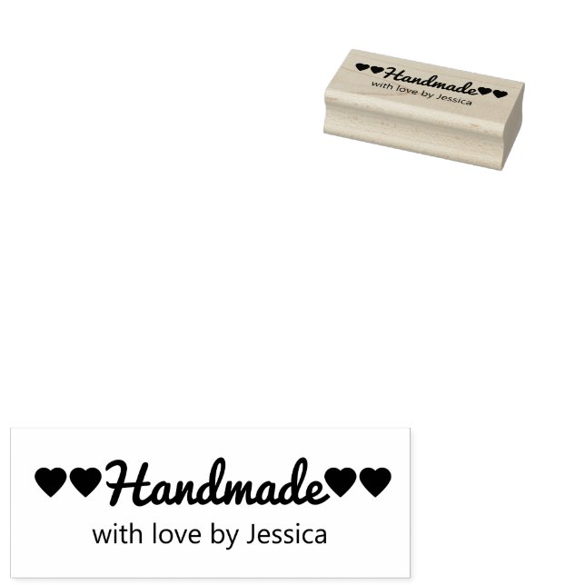 Skript Handmade mit Liebe von Ihrem Namen und Herz Gummistempel (Stempel)