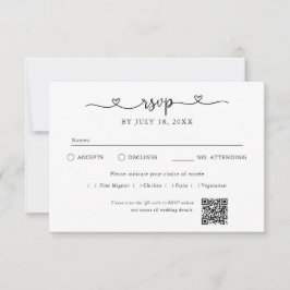 Skript Herz QR Code Foto Off White RSVP Karte