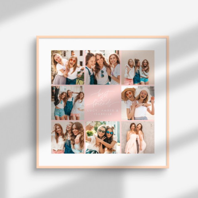 Skript Herz rosa moderne Multi-Foto beste Freunde Poster (Von Creator hochgeladen)