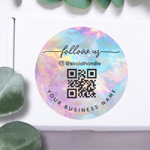 Skript Holografischer QR-Code Folge uns auf instag Runder Aufkleber
