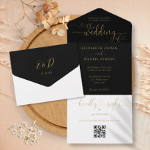 Skript Hört Schwarz und Gold QR Code Hochzeit