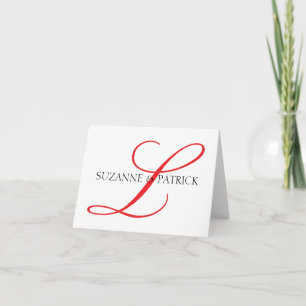 Skript-L-Monogramm-Notecard (rot / schwarz)