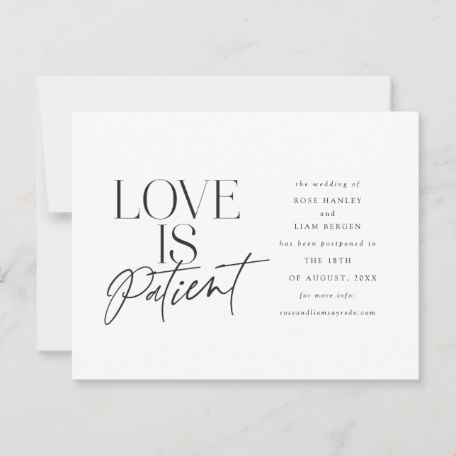 Skript-Liebe Hochzeit verschoben Ändern Sie das Da Ankündigung (Vorderseite)