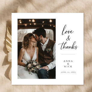 Skript Liebe und Dank Modern Foto Hochzeit Quadrat Dankeskarte