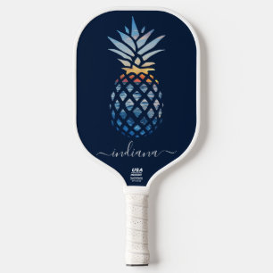 Skript-Monogramm Ananas Küstenstrand Pickleball Schläger
