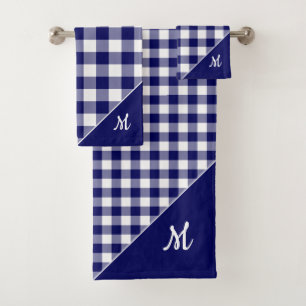 Skript-Monogramm-Marine-Blau-Weiß überprüftes Badhandtuch Set