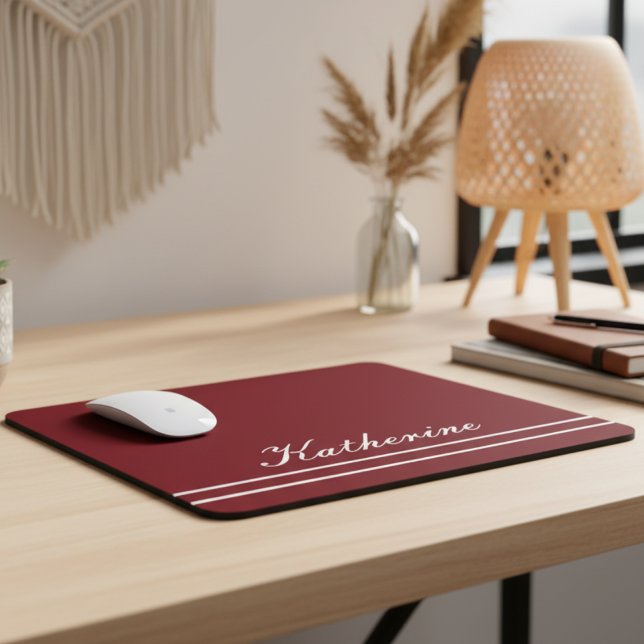 Skript Name Minimalist Burgunderrot Mousepad (Von Creator hochgeladen)