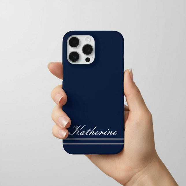 Skript Name Minimalistisch Navy Blau iPhone 16 Pro Max Hülle (Von Creator hochgeladen)