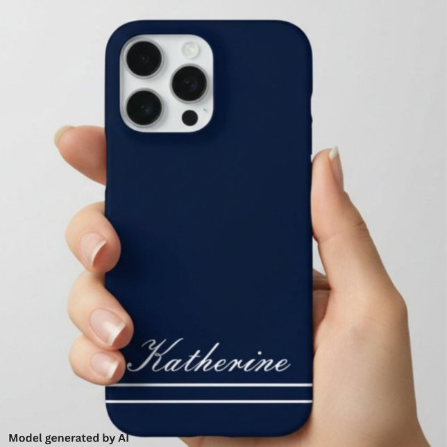 Skript Name Minimalistisch Navy Blau iPhone 16 Pro Max Hülle (Von Creator hochgeladen)