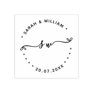 Skript-Paar-Name Anfangsbuchstabe Save the Date Ho Gummistempel