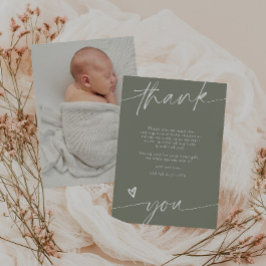 Skript Salbei Grün Baby Shower Dankeskarten  Einladung