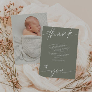 Skript Salbei Grün Baby Shower Dankeskarten Einladung