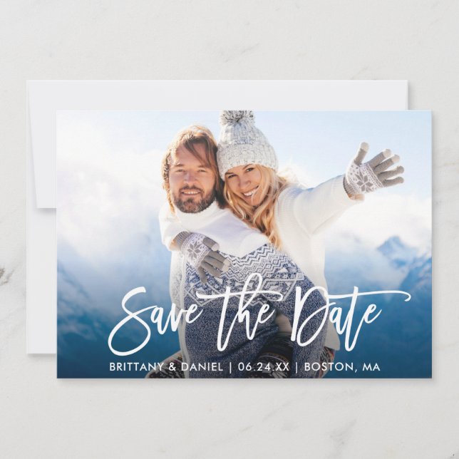 Skript Save the Date Couple Foto W Card (Vorderseite)