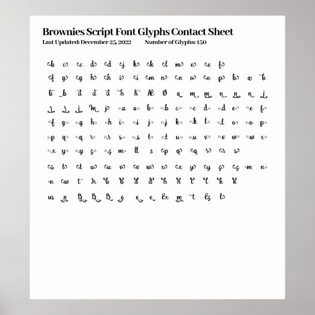 Skript-Schriftart-Glyphen durchsuchen Kontaktformu Poster (Vorne)