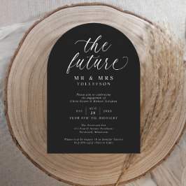 Skript Schwarz-Weiß Elegante Verlobungsfeier Einladung