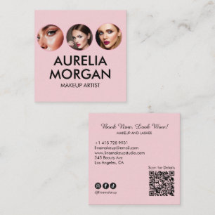 Skript-Sozial-Symbol-QR-Code-Foto-Makeup-Artist Quadratische Visitenkarte