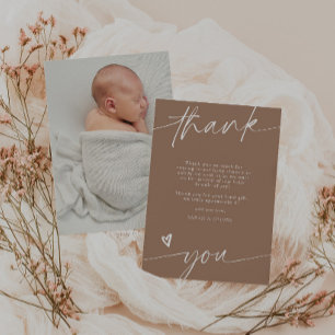 Skript Tan Brown Babyparty Dankeskarten  Einladung
