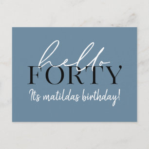 Skript u. geometrischer 40. Geburtstag Postkarte