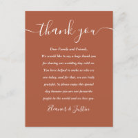 Skript Vielen Dank Terracotta Wedding Platzkarte