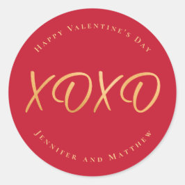 Skript XOXO Glücklichen Valentinstag Urlaub Runder Aufkleber