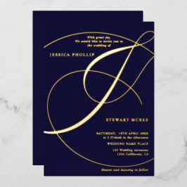 Skriptampersand Kalligraphie Hochzeit Gold Folieneinladung
