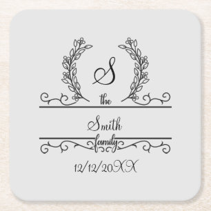 SkriptBlätter für mit Monogramm Personalisierte Fa Rechteckiger Pappuntersetzer