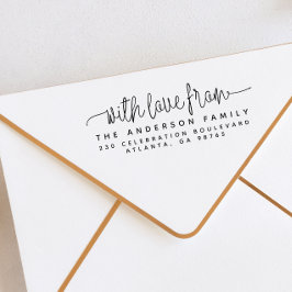 Skriptbuchstaben mit Liebe von & Rücksendeadresse Gummistempel