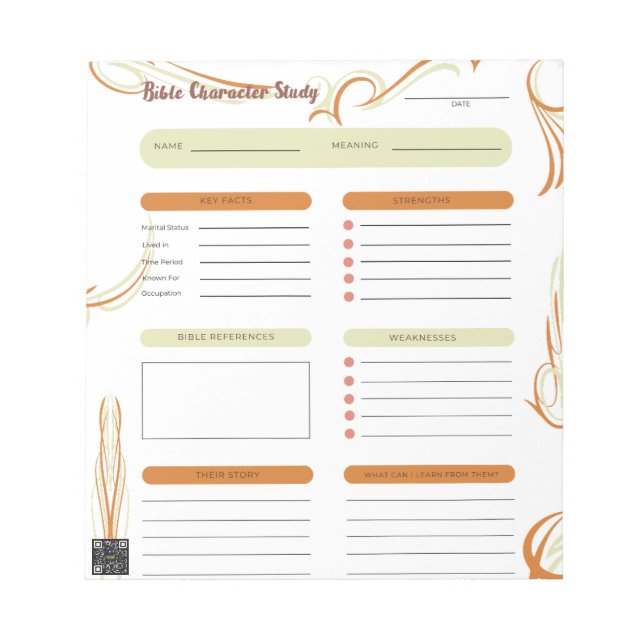 Skriptcharakterstudie Editor White Notizblock (Vorderseite)