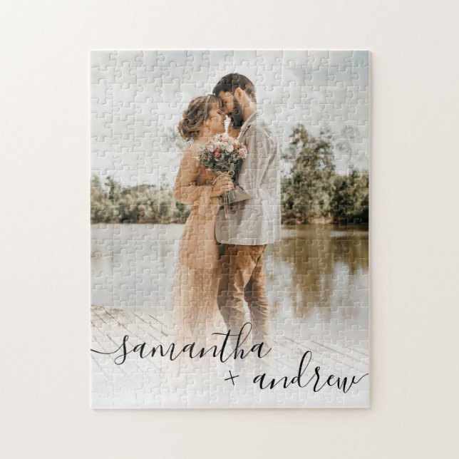 Skriptelegante Foto-Typografie Hochzeit halten Sak (Vertikal)