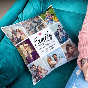 Skriptfamilie ist alles, was Foto Collage Keepake Kissen