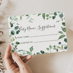 Skriptgrüne Foliage Baby Name Suggestions Card