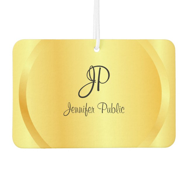 Skripthandgeschriebene Monogram-Imitate - Goldvorl Autolufterfrischer (Vorderseite)