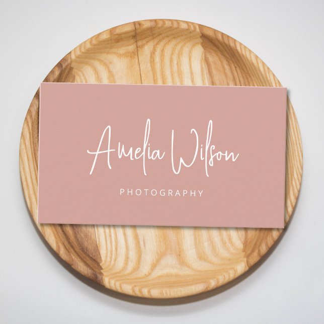 Skripthandgeschriebene Signatur Dusty Rose Boho Visitenkarte (Von Creator hochgeladen)