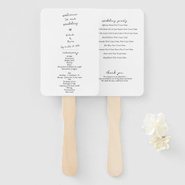Skripthandgeschriebenes Typografie-Hochzeitsprogra Fächer